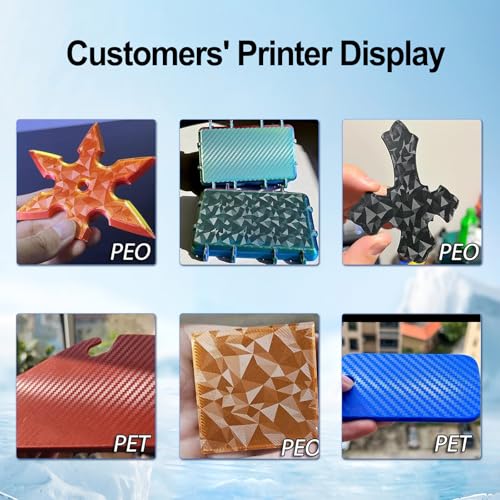 355x346mm PET PEO Double Side Build Plate for Bambu Lab H2S/H2D, Smooth Diamond PEO+Carbon Fiber PET Spring Steel Sheet Plate for Bambulab H2D 3D Printer - size: 355x346mm