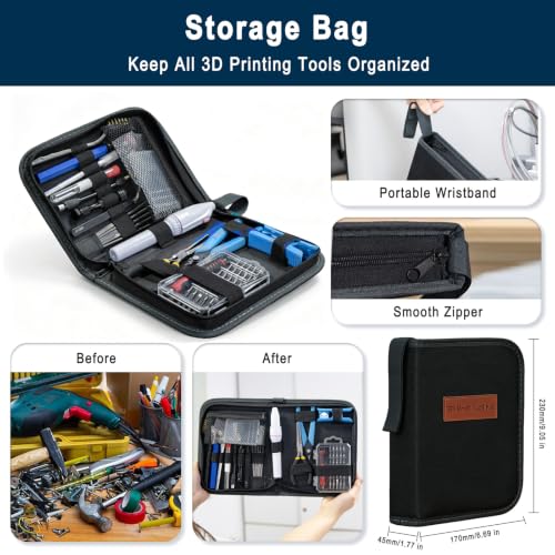 85 PCS 3D Printer Tool Kit with Storage Case, Electric Polishing Pen, PTFE Tube Cutter, Deburring Tool, Hand Drill, Scrapers, Metal Files, Tweezers, for Bambu Lab, Ender 3, Kobra etc - size: Large Tool Kit 85PCS