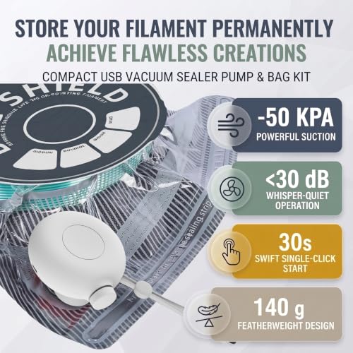 3D Printer Filament Vacuum Bags Kit with Cordless Auto Pump for 3D Filament - color: White