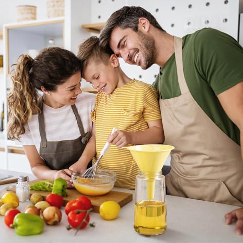 Plastic Kitchen Funnel Set of 3, Round Kitchen Funnels for Filling Bottles, Durable and Multifunctional Funnels for Filling Canning, Cooking, Lab or Car Oil (Milk Yellow) - color: Milk Yellow