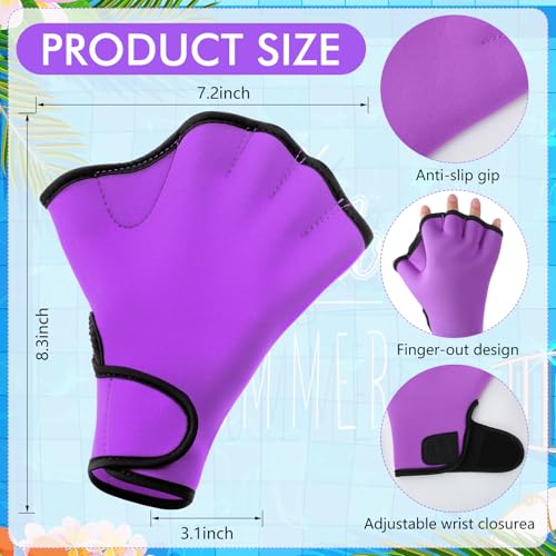 Seenelling Water Aerobics Set for Adults Neoprene Swim Gloves 2 Foam Aquatic Dumbbells Pool Exercise Equipment Water Weights for Aquatic Fitness Low Impact Pool Workouts - color: Purple