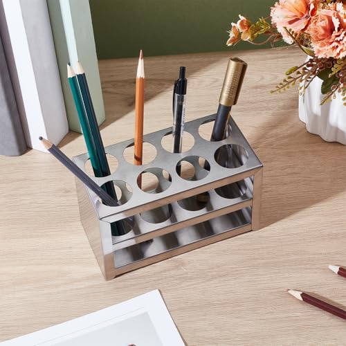 UNICRAFTALE Stainless Steel Test Tube Rack 8 Holes Round Holes Test Tube Holder Hole Diameter 30mm 3 Layer Lab Stand Display Rack for Classroom School Lab Supplies - size: 15.2x7.8x8.5cm
