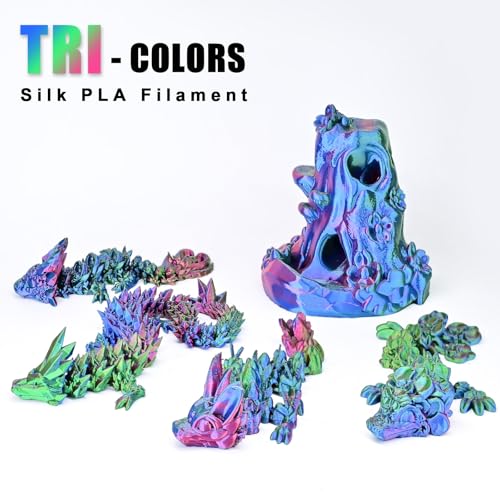 PLA Filament 1.75mm, Silk Rainbow Color PLA Filament, Tri Color 3D Printer Filament Red Blue Green, Fit to AMS, 1kg/Spool - color: Tri-color Red Green Blue