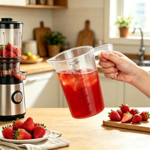 3 Set Plastic Measuring Cups for Liquids with Handle, 500/1500/3500 ML Clear & Strong Measuring Pitcher, Large Measure Cup for Motor Oil, Liquid Mixing, Kitchen, Baking Cooking, (3500ML) - size: 3500ML