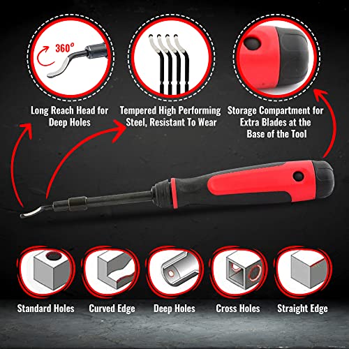 AFA Tooling 4-Inch Extendable Deburring Tool with 16 HSS Swivel Blades - color: 16 Mixed Blades