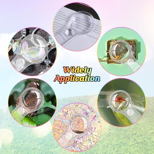 48 PCS Mini Magnifying Glass Bulk, Plastic 5X Small Magnifying Glass