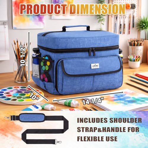 JJRING Acrylic Paint Organizer Bag With Adjustable Dividers, Blue - color: Blue