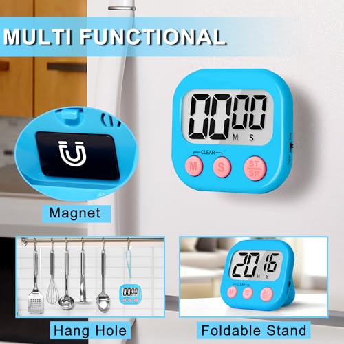 ZILLEEN Classroom Timer for Kids Teachers 2 Pack Digital Timers Blue White - color: White & Blue