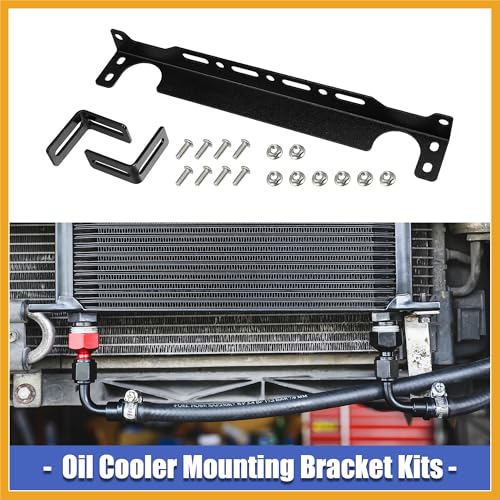 Universal Oil Cooler Mounting Bracket Kit 330mm Aluminum Alloy Engine Oil Cooler Radiator Adapter Kit Oil Cooler Bracket Kit Black Transmission Oil Cooler Mounting Kit Replacement