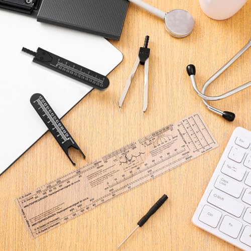 2 Pack EKG Caliper Ruler Set Medical Measuring Tool Set, Black and Clear - color: Black and Clear
