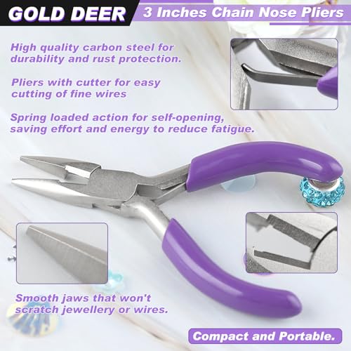 3 Inches Chain Nose Pliers With Cutter Mini Needle-Nose Pliers Miniature Pocket Plier Mini Jewelry Pliers For DIY Jewelry Wire Bending Straightening Ring Fixing Cutting Soft Wires - style: Chain Nose Pliers With Cutter