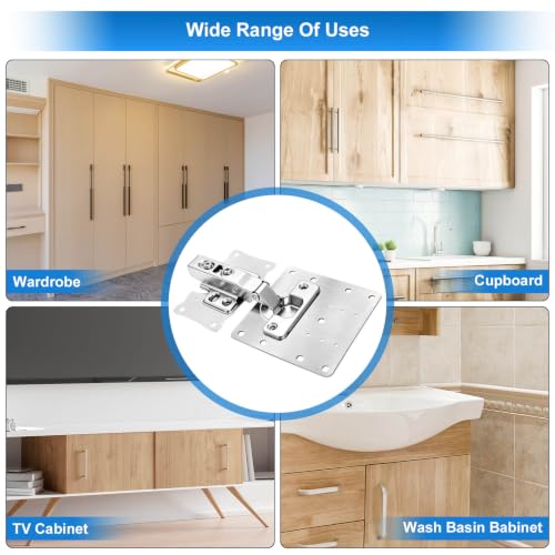6Pcs Cabinet Hinge Repair Plate, Stainless Steel Hinges Fixing Plates Kit
