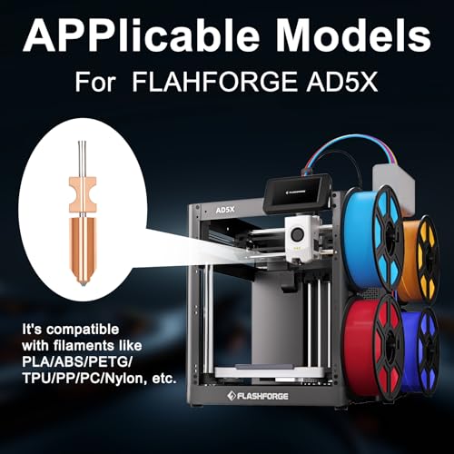 2pcs 0.25mm Upgraded Ad5x Nozzles Hotend Kit for AD5X Quick-Detachable Nozzle Extruder Quick Release Nozzle Heater Block Throat Tube - size: 0.25+0.25mm