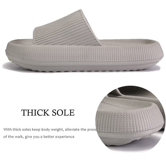 rosyclo Cloud Slippers for Women and Men Massage Thick Sole Non-Slip Shower Slippers Bathroom Super Soft Comfy House Cloud Slide Slippers for Indoor and Outdoor - color: Grey, size: 5.5-6.5 Women/5-6 Men