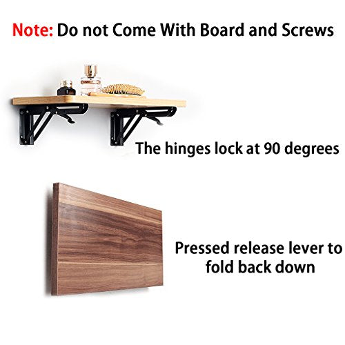 Sumnacon 2 Pcs Folding Shelf Brackets for Worktops,8 Inch ,Max Load 99lb - color: Black, size: 8 Inch