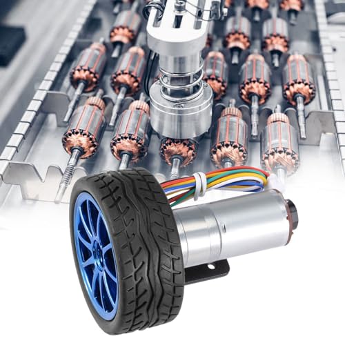 DC 6V DIY Encoder Gear Motor with Mounting Bracket 65mm Wheel Kit Micro Speed Reduction Motor Mini Motor for Art Car Robot Model DIY Engine Toy(100RPM)