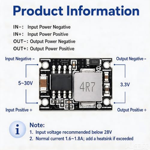 6 Pack 3.3V Buck Converter 3A Step Down 5-30V to 3.3V Fixed Output - size: 3.3V