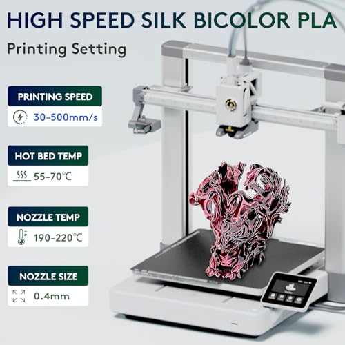 ERYONE Silk Dual Color PLA Filament 3D Printer 1.75mm +/- 0.03mm, Bicolor Filament Two Tone PLA Bundle 2KG Cardboard Spool, Black Red - color: 2*1kg Dual Silk Black Red, size: Silk Pla-2kg