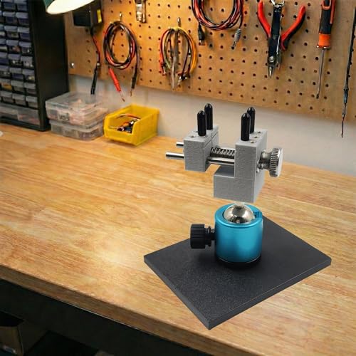 Mini Vise Tabletop Clamp for Model Building & Gunpla - 360° Rotating Spherical Base, Universal Bench Vice with 4 Columns for Irregular Shapes - Precision Tool for Jewelry Making & Crafts, Blue