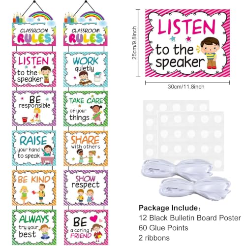 Classroom Rules Posters Back to School Classroom Bulletin Board Decoration Set for Kindergarten Preschool Primary Middle High School Positive Expectation Poster for Wall Door Background Decor Supplies