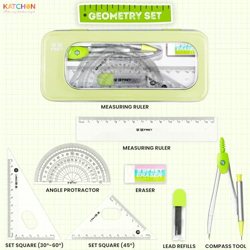 KatchOn Geometry Set for Students - 8 Pieces, Back to School Supplies
