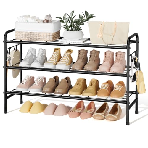 VILICK Metal Shoe Rack for Closet 33" Wide Shoe Organizer for Entryway - color: Black