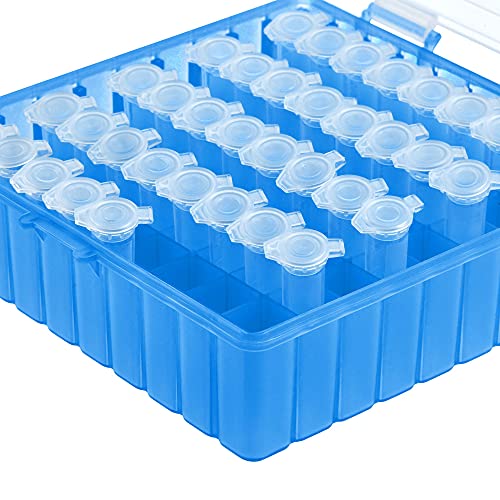 uxcell Centrifuge Tube Freezer Storage Box 100 Places Waterproof Polypropylene Lockable Cryogenic Holder Rack for 1.5/1.8/2ml Microcentrifuge Tubes Vials Samples, Blue - color: Blue