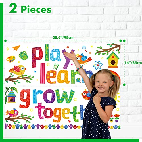 Classroom Banner Poster, 2 PCS Colorful Bulletin Board Decoration Motivational Posters for School & Classroom Kindergarten Preschool Primary Middle High School-Grow Together (Poster Tube Package) - style: Grow up together