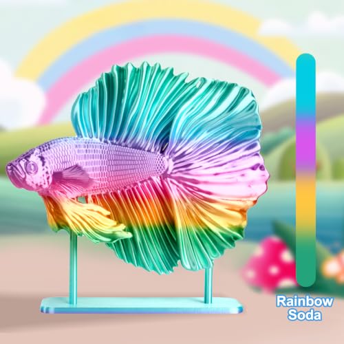ERYONE Silk Rainbow 3D Printer PLA Filament 1.75 +/- 0.03mm, Shiny Multicolor Filament PLA Fast Color Change 1KG(2.2LBS), Rainbow Soda - color: Silk Rainbow Soda, size: 1KG
