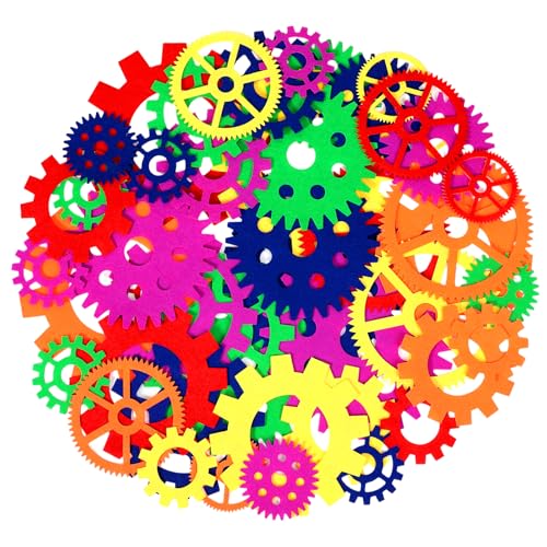 Dunzy 48 Pcs Gear Shaped Felt Cutouts Classroom Wall Decal Colorful - style: Gear