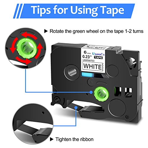 USUPERINK 10 Pack TZe-211 6mm 0.23 Laminated White Tape Compatible for Brother P-Touch Label Maker TZ-211 TZe211 TZ211 TZe TZ Label Tapes for Ptouch PTD210 H110 H100 D400 D600 D200 - size: 1/4'' (6mm)