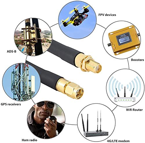 XRDS -RF 35ft SMA Male to SMA Female Coax Cable, 50 Ohm Low Loss KMR240 SMA Connectors Pure Copper Coaxial Cable for SDR Equipment Antenna, Ham Radio, 3G 4G LTE Antenna, ADS-B, GPS, LAN - size: 35 FT