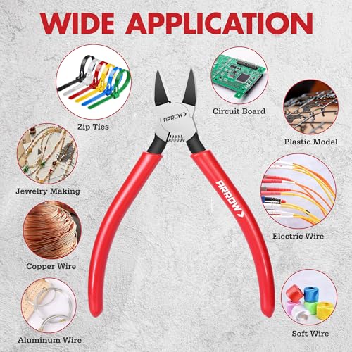 ARROW 7" Precision Wire Cutters, Precision Flush Cut Diagonal Pliers - size: 7 Inch