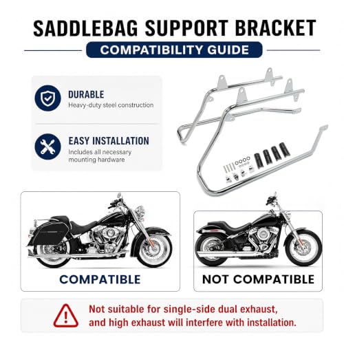 ECOTRIC Saddle Bag Conversion Brackets Support Compatible with 84-17 Harley - color: Chrome