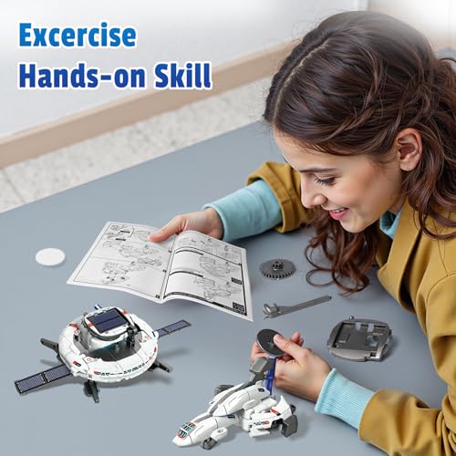 Nilez 6-in-1 STEM Robot Kit for Kids Ages 10 and up, Solar and Battery Powered Engineering Toy, DIY Robotics Science Experiment Set, Building Toys, Educational Birthday Gift for Boys Girls - color: White