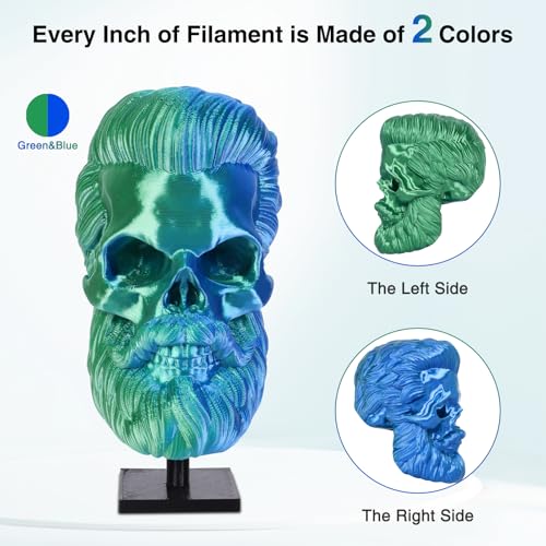 Dual Color Blue Green Silk PLA Filament 1.75mm | 1kg(2.2lbs) - color: Blue Green