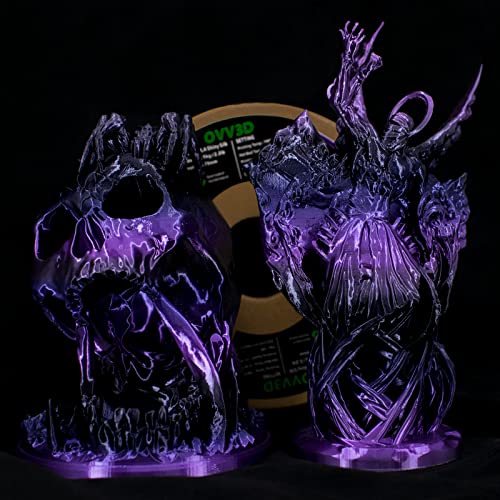 PLA Filament 1.75mm, 3D Printer Filament Silk Black Purple Color Changing, Silk PLA Filament, 3D Printing Filament 1.75 +/-0.02mm, 1kg - color: Black Purple