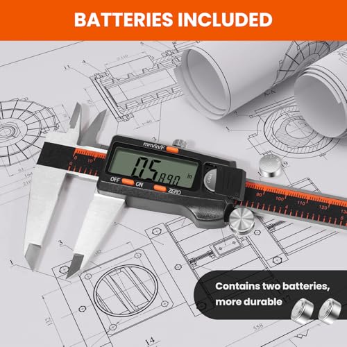 HARDELL Digital Caliper 0-8" Stainless Steel, Inch/Fractions/mm (Pack of 2) - size: 8 Inch (Pack of 2)