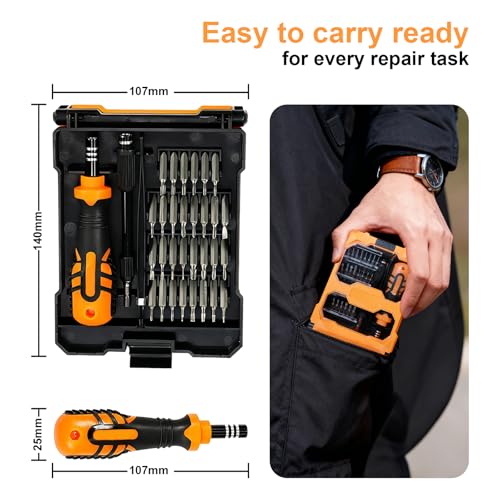Laptop Precision Screwdriver Set,33 in 1 Magnetic Small Screwdriver Electronic Repair Tool Kit for Phone, Glasses, Watch, Ring Doorbell, RC Car, Xbox,Toys - color: Orange