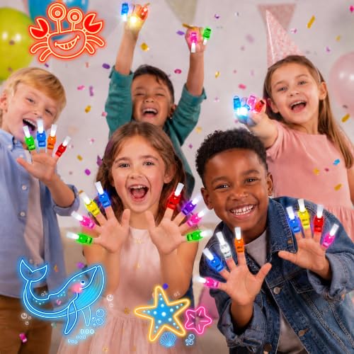 24 Pcs Under the Sea Party Favors LED Finger Lights Toys for Kids Ages 3-12 - style: Under the Sea