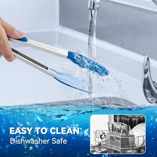 12-Inch Kitchen Tongs for Cooking with Silicone Tip,Classic Blue - color: 12"-Classic Blue