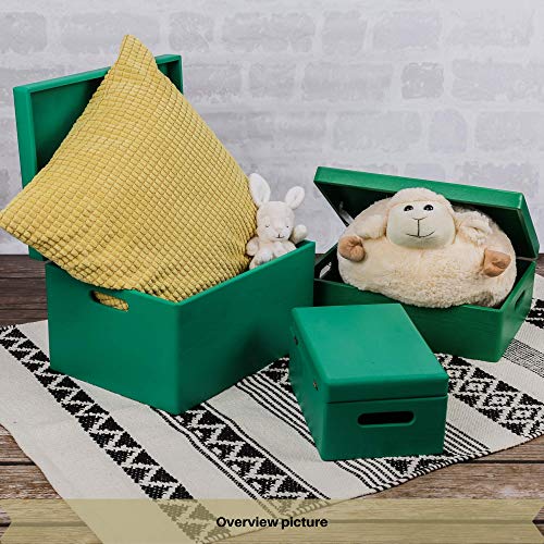 Creative Deco XL Green Wooden Box Storage with Hinged Lid - color: Green, size: XL | Handles