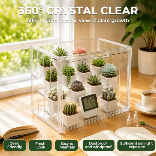 Mini Greenhouse Indoor Kit with Hygrometer&Growth Label for Plants&Seedings