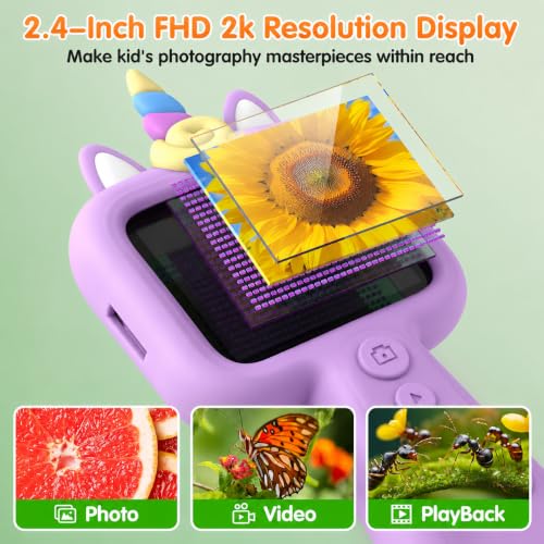 Kids Microscope, 2.4" Screen Handheld Digital Microscope 600X with 4K Camera & 8 LED Lights, Portable Pocket Microscope for Bugs Plants Nature Exploration, STEM Science Toy Gift Ages 3-12(Purple) - color: Purple