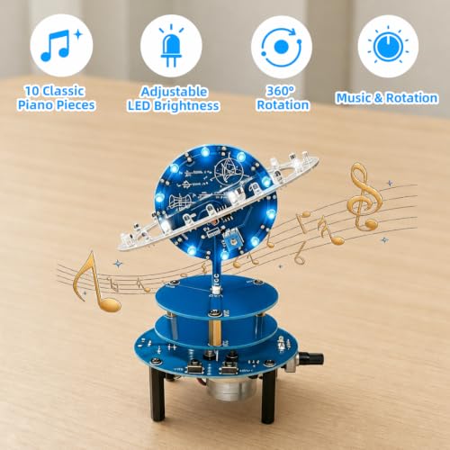 Soldering Practice Kit, STEM Electronics Project with Music, LED & Motor Rotation