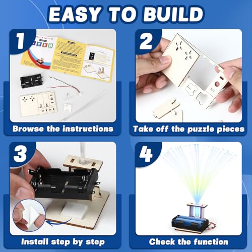6 Set STEM Science Kits for Kids Age 6-8 8-12, Fiber Optic Light Craft Kits