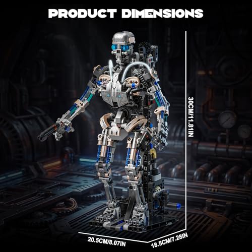 Mechanical Skeleton Robot Building Set with LED Lights (692PCS) Poseable Model with Movable Gears & Display Stand, STEM Toy & Gothic Decor Gift for Adults Teens Age 14+