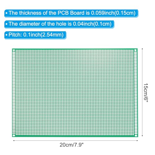 PATIKIL 6" x 7.9" PCB Board Circuit, 5 Pcs Single Sided Prototype Solder Boards for DIY Soldering and Electronic Project Circuit Boards Solderable Breadboard, Green - size: 6" x 7.9"