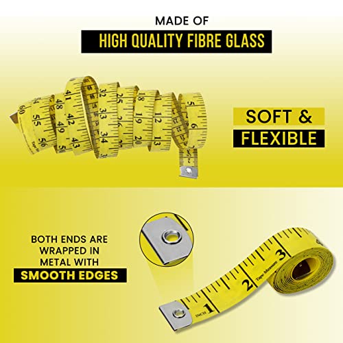 Pack of 2 Fabric Tape Measure, Measuring Tape for Body |Soft Measuring Tape for Sewing Cloth & Weight Loss Medical Body Measurement Nursing Craft 60 inch,150 cm - color: Yellow
