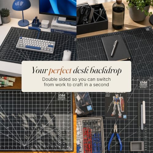 XNM Premium Self Healing Cutting Mat - 12 Inches by 18 inches - A3, 3 Layer Quality PVC Construction - Dual Sided, Imperial and Metric Grid Lines - Perfect for Cutting, Sewing, and Crafts - size: 18"L x 12"W